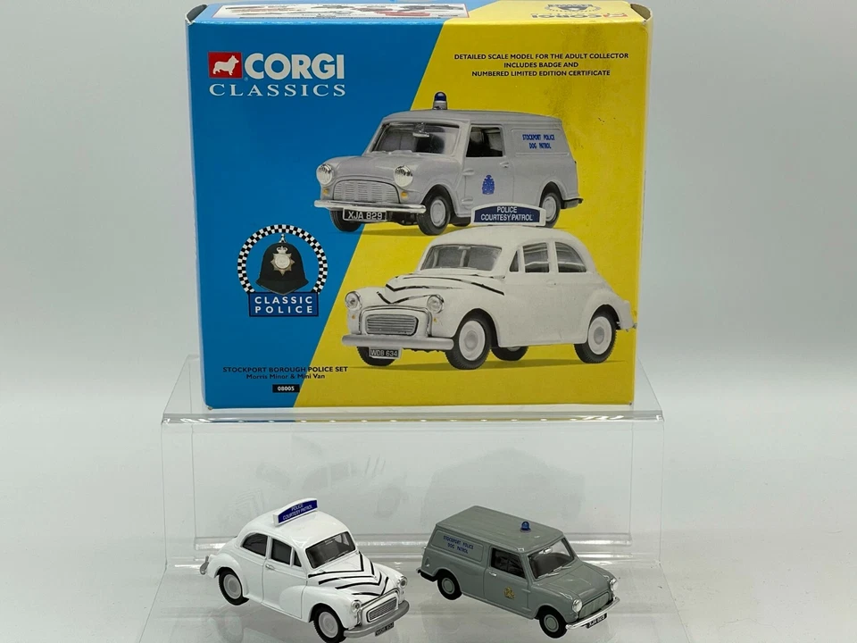 Corgi Classics Set of Two w/ Badge & Certificate Police Morris Minor & Mini Van - Image 1 of 2
