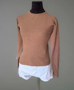 40s/50s Hadley Women’s PURE CASHMERE Lightweight SUPER soft Tan Sweater.small - Picture 1 of 10