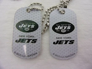 2 NFL New York Jets Logo Dog Tag Green 2 Keychain 2" - Picture 1 of 1