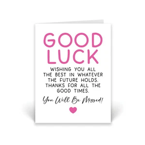 Leaving Work Card For Colleague New Job Good Luck You Will Be Missed Bye CD485 - Picture 1 of 2