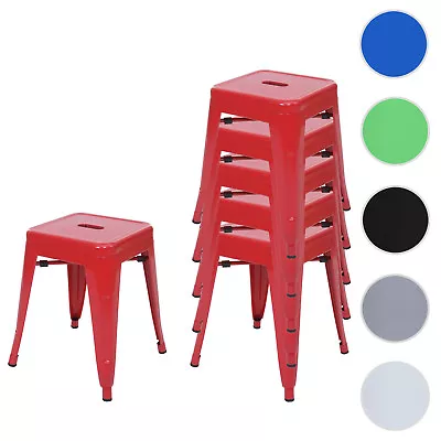 6er-Set Hocker HWC-A73, Sitzhocker, Metall Industriedesign stapelbar - Bild 1 von 4