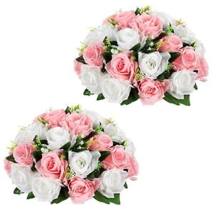Fake Floral Balls for Centerpieces - 2PCS 11.8" Large Faux Rose Flower Arrang... - Picture 1 of 6