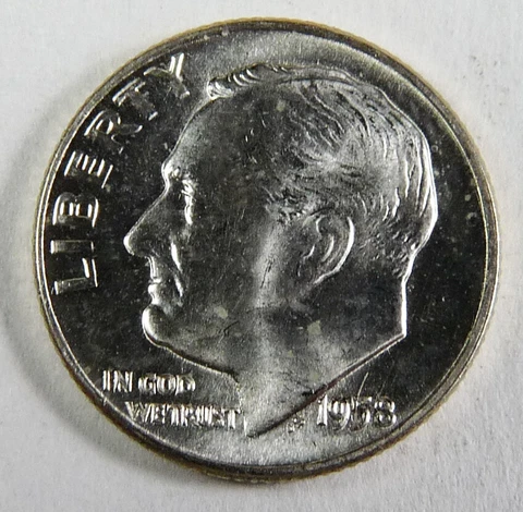 1958-D Silver Roosevelt Dime Choice/Gem Uncirculated Cover