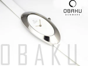 OBAKU Denmark V156LCIRW Watch Narrow Sporty Stainless Steel Oval Leather Band - Picture 1 of 7