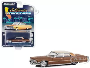 Cadillac 1973 sedán Deville Lowrider marrón oscuro modelo 1/64 de Greenlight 63050 E - Imagen 1 de 1