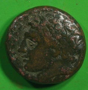 Sicily Syracuse ae17 Bronze Coin PERSEPHONE & BULL BUTTING @0469 - Picture 1 of 2