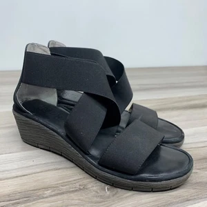 The Flexx Happy Daze Shoes Womens 8 Wedge Strappy Black Open Toe Casual Comfort - Picture 1 of 11