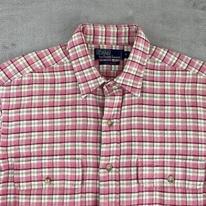 Polo Ralph Lauren Work Shirt Men Medium Pink Plaid Flannel Preppy Pockets NWOT - Picture 1 of 7