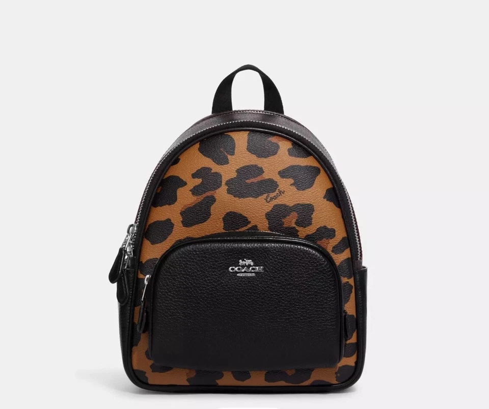 COACH Women's Mini Court Backpack In Signature Leather Leopard Print CC757