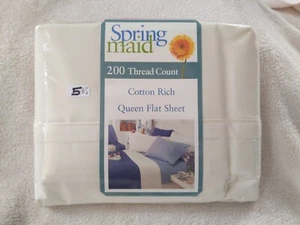 Springmaid Queen Flat Sheet Ivory 200 Thread Count New Vintage USA - Picture 1 of 3
