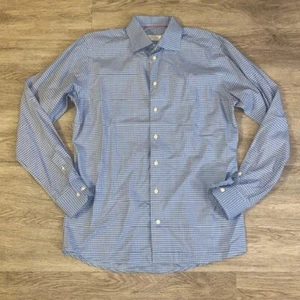 ETON  Blue Plaid Long Sleeve Button Down Dress Shirt 16 1/2 Slim Fit - Picture 1 of 4
