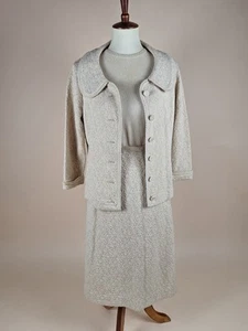 Vintage 1960s 3 Piece Cream Knit Suit - Picture 1 of 18