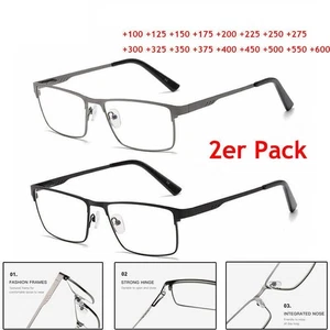 2x Herren Metall Lesebrille Blaulichtfilter Leser 1,5 2,0 2,5 3,0 4,0 5,0 6,0 DE - Bild 1 von 18