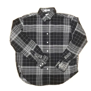 Cruel Girl Plaid Pin Stripe Button Up Vintage Long Sleeve Shirt Black White LG - Picture 1 of 7