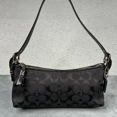 Bolso de hombro de colección Y2K Coach Hamptons East West Demi 6371 firma pequeño negro Foto 1 de 4