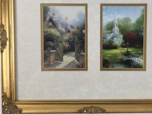 2 Thomas Kinkade Original Prints Cottage, Chapel Ornate Gold Frame 16x13 1990s - Picture 1 of 9