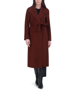 TAHARI Women's Slim Fit Double-Faced Wool Blend Belted Wrap Coat - Picture 1 of 3