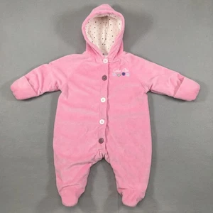 Calvin Klein Schneeanzug Mädchen 6-9 Monate rosa Kapuze Fuß Fleece Knopfleiste gefüttert - Bild 1 von 15