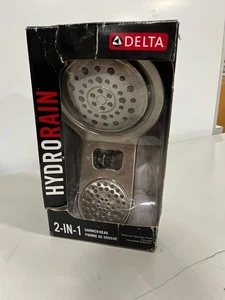 DELTA 58581-BL25-PK HydroRain Two-in-One Double H2Okinetic Shower Head In Black - Picture 1 of 2