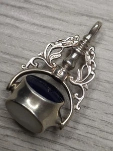 Antiguo colgante llavero giratorio de tres caras de plata de ley vintage - Imagen 1 de 6