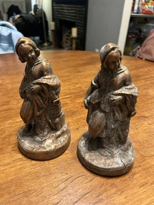 Vintage Colonial American Girl Metal Bookends - Picture 1 of 4