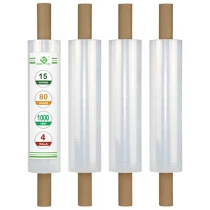 Stretch Film Wrap - Industrial Clear Plastic Stretch Wrap 1000 Feet 80 Gauge ... - Picture 1 of 9