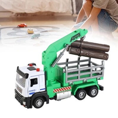 (Green)Logging Truck Toy 1:32 Log Vehicle Model With Light Music Effect For 6 - Image 1 of 4