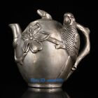 Collection Old Tibetan Silver Hand Carved Bird Flower Wine Pot Teapot