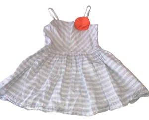 GYMBOREE GIRLS SZ 4 SUNDRESS 100% COTT ADUSTABLE STRAPS BLUE WHITE STRIPES EUC - Picture 1 of 6