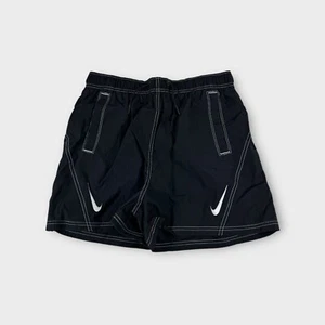 Nike Swoosh High Rise Black Casual Activewear Shorts Womens Medium New - Picture 1 of 13