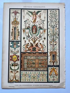 German Renaissance Wall Ceiling Painting antique chromolithograph 1889 Dolmetsch - Picture 1 of 6