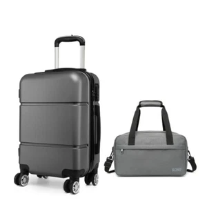 2PCS Travel Set Small Hard Shell Cabin Luggage 4 Wheels Suitcase & Holdall Bag - Picture 1 of 11