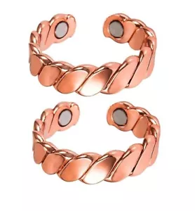 2 Pack Pure Copper Magnetic Ring Arthritis Therapy Twist Adjustable Rings - Picture 1 of 2