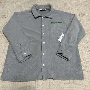 Playboy von PacSun grau Sherpa gewebtes geknöpftes Hemd neu mit Etikett Herren Medium - Bild 1 von 5