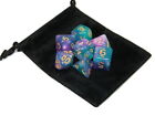 New 7 Piece Polyhedral Byzantium Teal Purple Glitter Dice Set With Dice Bag RPG