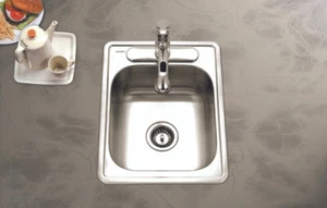 Houzer ADA Glowtone 17" Stainless Steel Drop-in Topmount 3-hole Single Bowl - Picture 1 of 7