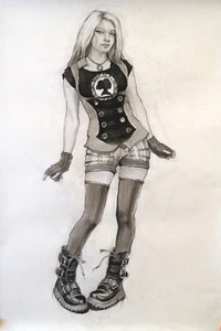 Akademische Zeichnung weiblich sexy Mädchen Frauen Figur Studie Kunst Fantasy Steampunk Goth - Bild 1 von 1