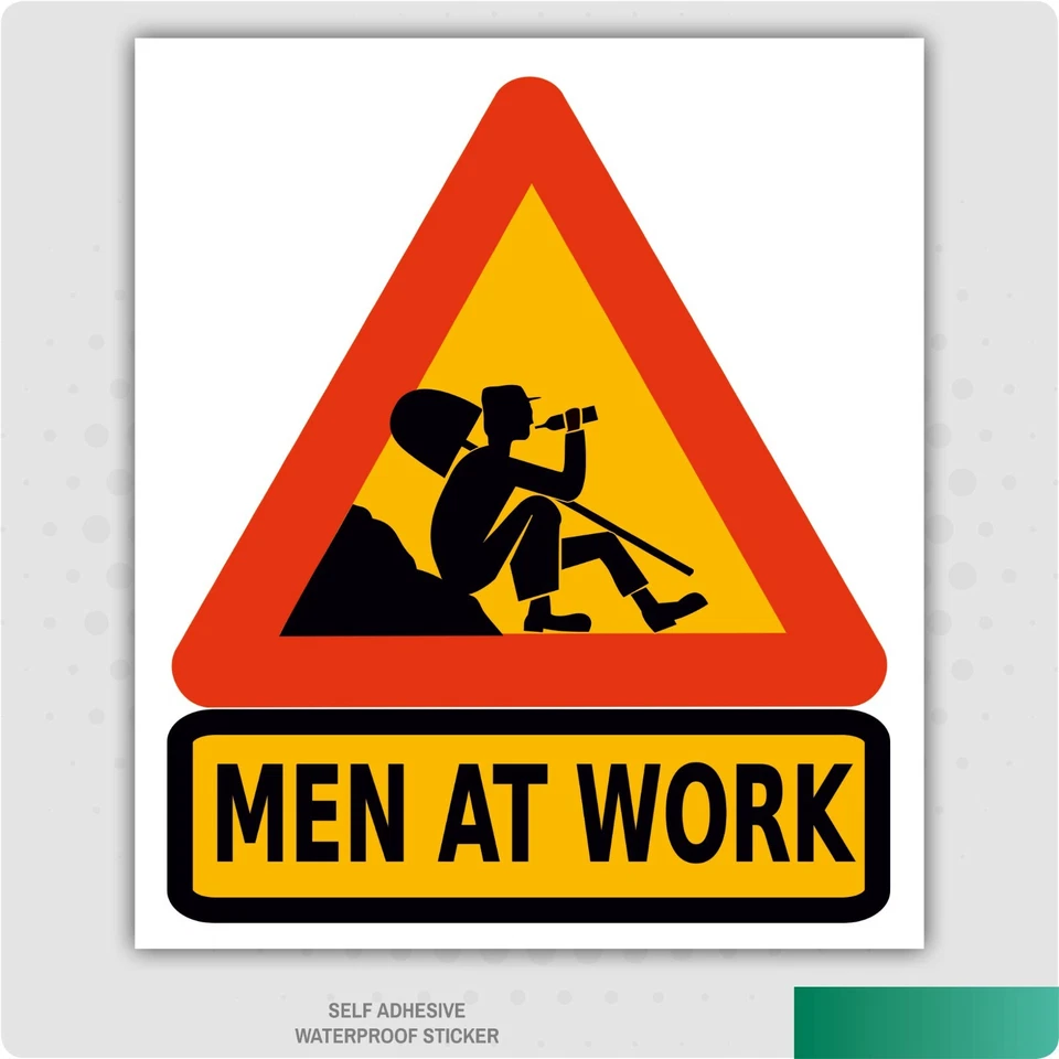STICKERSHOP103 Men At Work Funny Joke Warning Self Adhesive Stickers Working Alcohol Sign