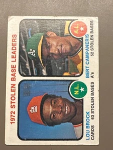 1973 Topps Baseball #64 - 1972 Stolen Base Leaders, Lou Brock, Bert Campaneris - Imagen 1 de 2
