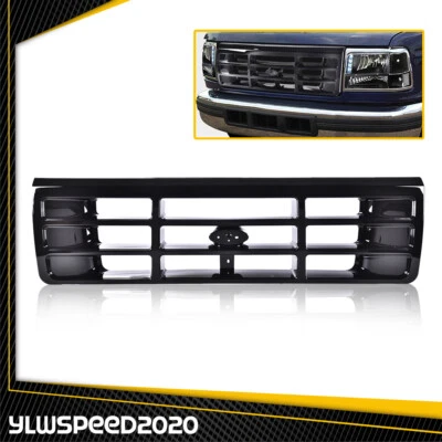 Black Grille Fit For 1992-1996 Ford F-150 Bronco F150 F250 F350 Front Bumper - Imagem 1 de 4