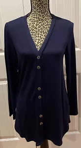Susan Graver Weekend Petite Navy Jersey Knit Cardigan Size~SP - Picture 1 of 4