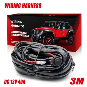 1-Lead Wiring Harness Kit ON/OFF Rocker Switch Relay Fuse For LED Light Bar 12V - Picture 1 of 14