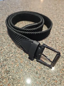 ECCO Cintura Golf Uomo Intrecciata Taglia XL 43” Nera Elastica Tessuto NUOVA Pelle 60€ - Foto 1 di 9