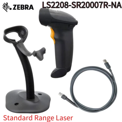 Zebra LS2208-SR20007R-NA RS232 Symboll Handheld Barcode Scanner USB Stand Cable - Image 1 of 4