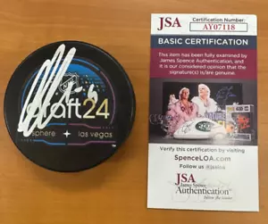 Macklin Celebrini Signed Autographed 2024 NHL Draft Puck San Jose Sharks JSA COA - Picture 1 of 2