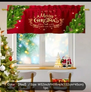 Christmas Valance for Windows Christmas Curtains Valances Rod Pocket Valanc... - Picture 1 of 6