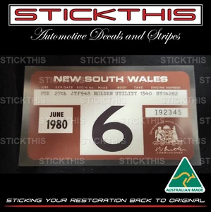 Reproduced Historic NSW Rego Registration Label Decal Sticker 1974 - June 1983 - Bild 1 von 2
