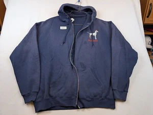 Felpa con cappuccio Sea Dog American Strong uomo XL grafica navy foderata in pile cotone zip intera - Foto 1 di 9