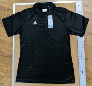 Adidas Women's Basics Black Polo Shirt Size Medium Climalite NWT - Picture 1 of 10