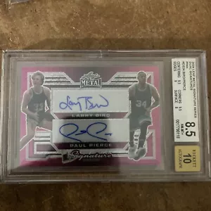 LARRY BIRD & PAUL PIERCE 2024 LEAF METAL DUAL AUTO 1/1 CRACKED ICE CELTICS BGS - Picture 1 of 6